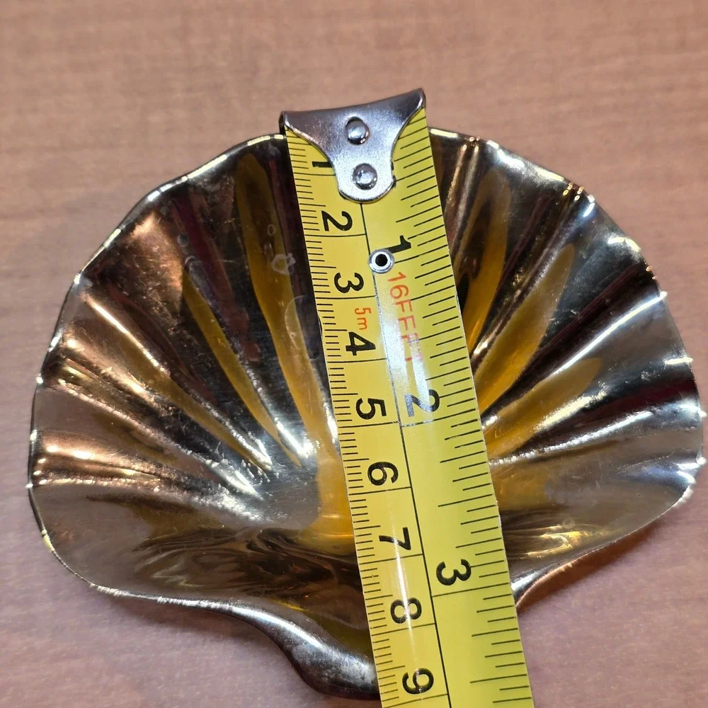 Small Heavy Brass Seashell‎ Trinket Ring Soap Dish 4
